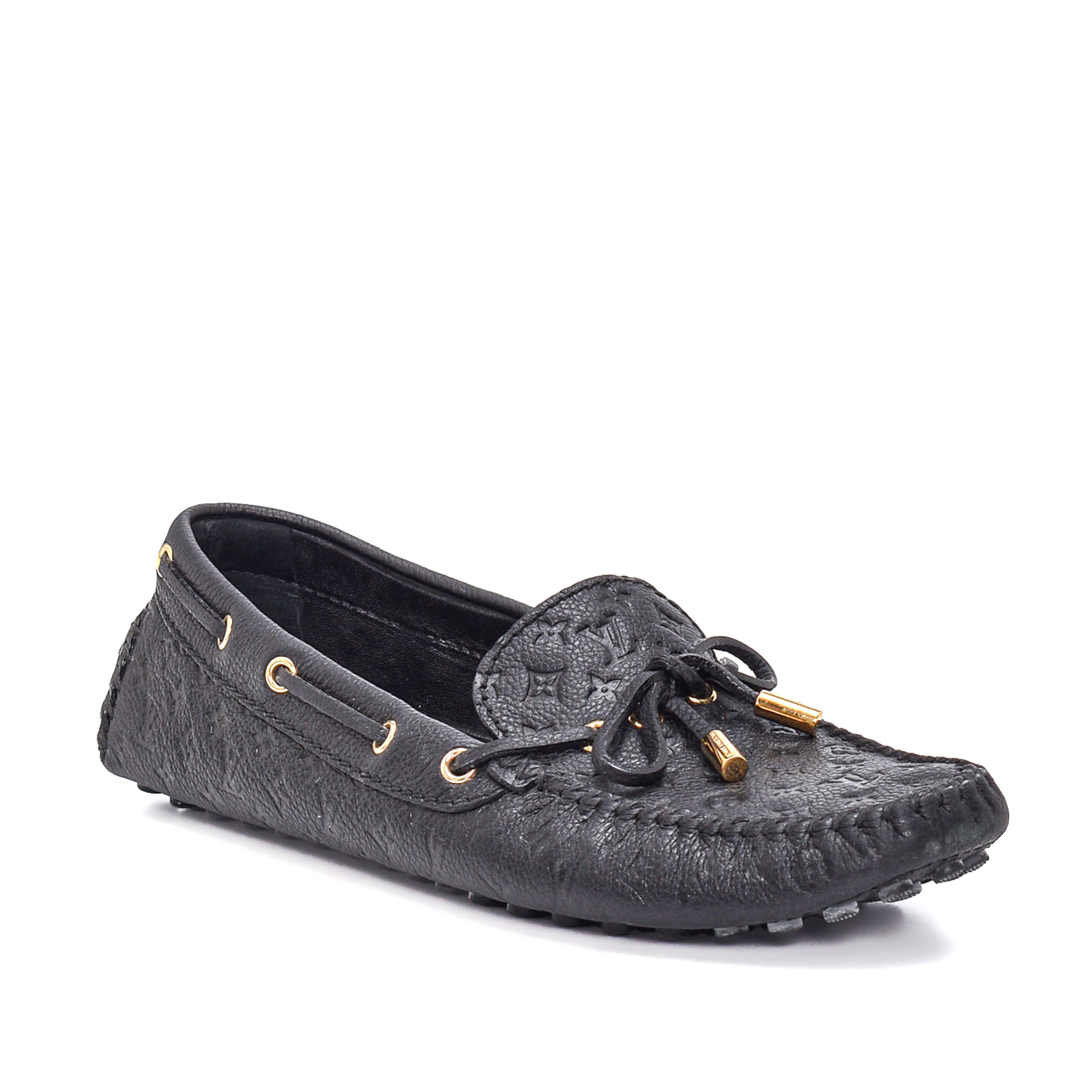 Louis Vuitton - Black Empreinte Monogram Gloria Flat Loafers